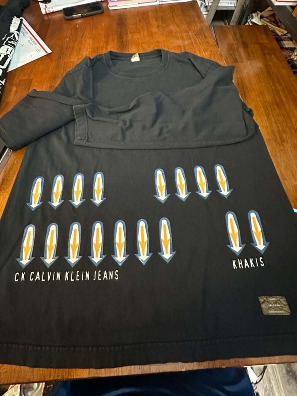 Vintage CK Calvin Klein Jeans Khakis Graphic Long Sleeve Black Shirt